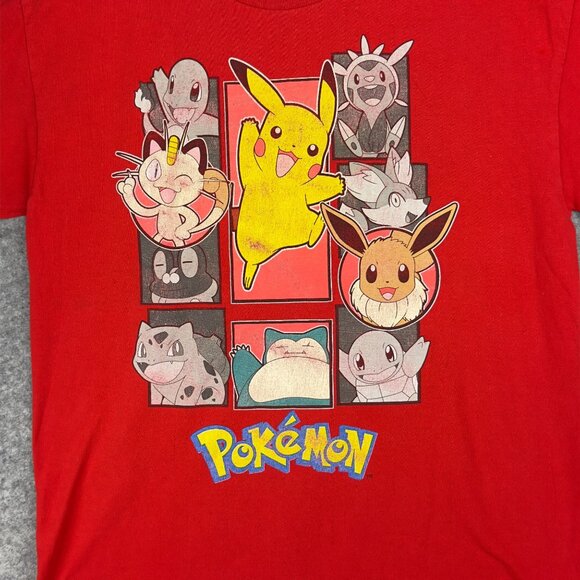 Pokemon Graphic Red T-Shirt Featuring Pikachu & Friends XL Cotton - Picture 3 of 6
